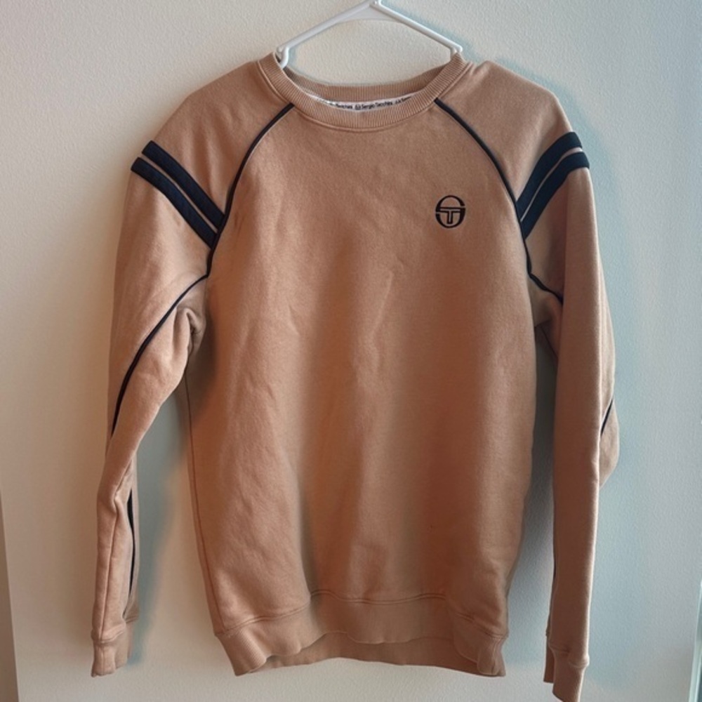 Sergio Tacchini Beige and Navy Crewneck Sweater